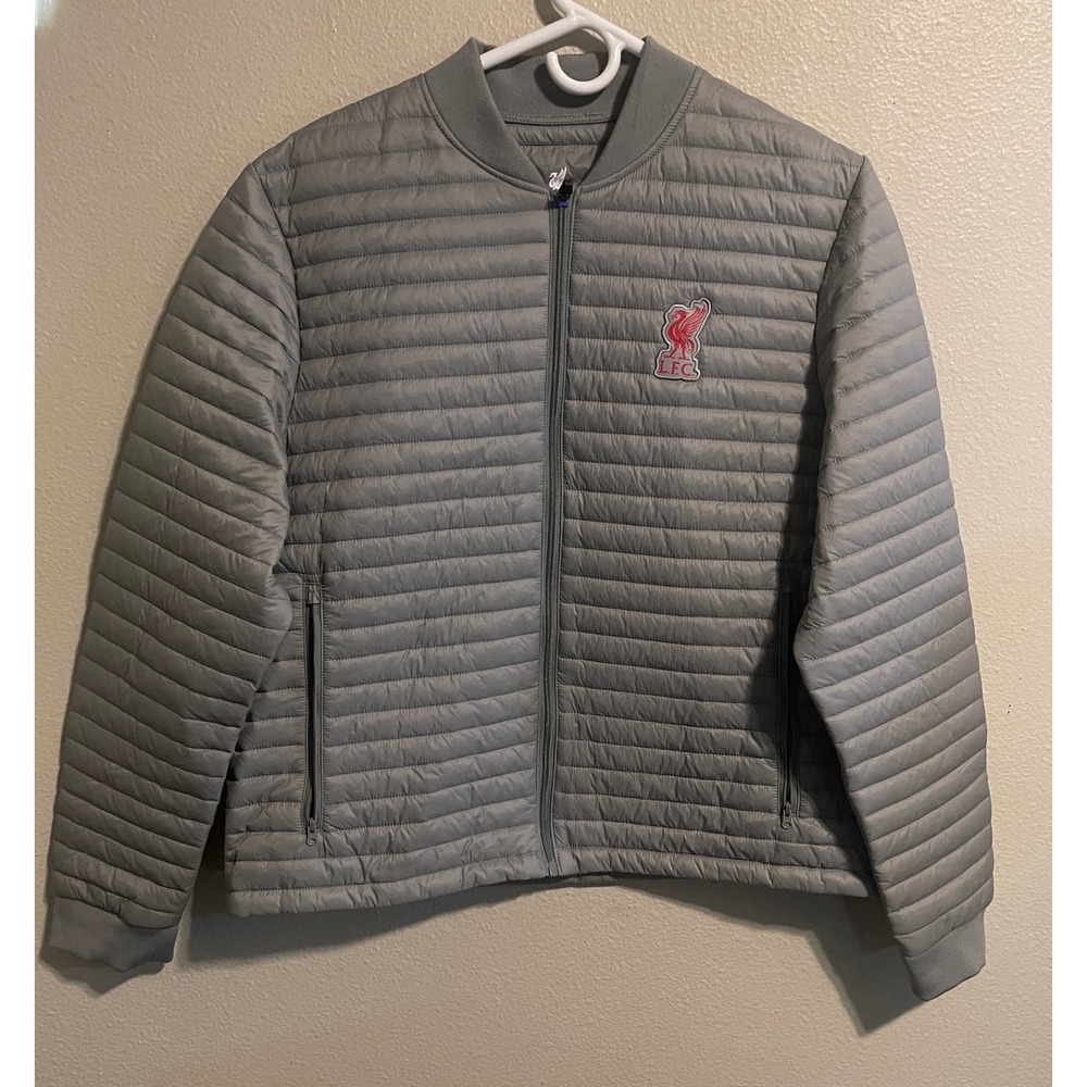 Liverpool FC LFC Puffer Jacket Lightweight Zip Up Gray‎ Bomber Women's